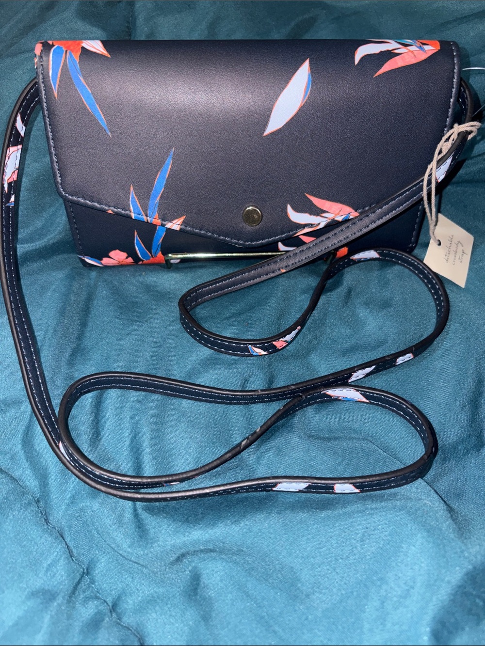 A New Day - Navy Floral Crossbody Wallet Clutch NWOT
